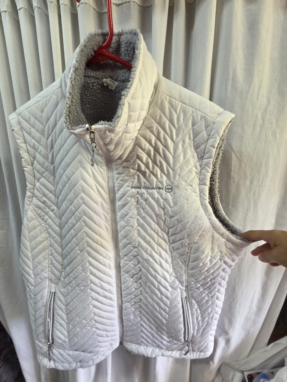 Free Country White Quilted Fleece-Lined Vest